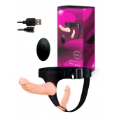 Женский страпон с 2 насадками, вибрацией и пультом ДУ - Erowoman-Eroman - купить с доставкой в Нижнекамске