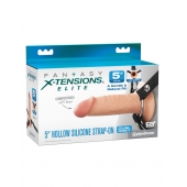 Телесный пустотелый фаллопротез 5’’ Hollow Silicone Strap-On - 14 см. - Pipedream - купить с доставкой в Нижнекамске