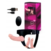 Женский страпон с 3 насадками и вибрацией - Erowoman-Eroman - купить с доставкой в Нижнекамске