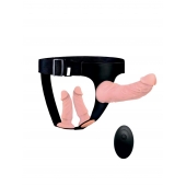 Женский страпон с 3 насадками и вибрацией - Erowoman-Eroman - купить с доставкой в Нижнекамске