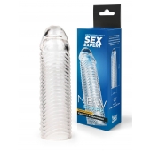 Прозрачная закрытая насадка на пенис с ребрышками - 16 см. - Sex Expert - в Нижнекамске купить с доставкой