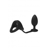 Черное эрекционное кольцо с анальной пробкой Cockstrap With Anal Plug - Dream Toys - в Нижнекамске купить с доставкой
