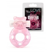 Розовое эрекционное виброкольцо в форме мишки - 1137 - в Нижнекамске купить с доставкой