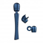 Синий вибромассажёр с насадками Man.wand Edgy - Manwan - в Нижнекамске купить с доставкой