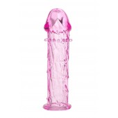 Гладкая розовая насадка с усиками под головкой - 12,5 см. - Toyfa Basic - в Нижнекамске купить с доставкой