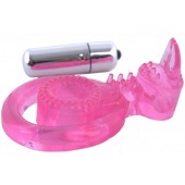 Розовая вибронасадка со стимулятор клитора   Язычок - Toyfa Basic - в Нижнекамске купить с доставкой