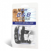 Утяжка на пенис на замочке Duo Cock And Ball Lock - BlueLine - купить с доставкой в Нижнекамске