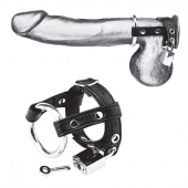 Утяжка на пенис на замочке Duo Cock And Ball Lock - BlueLine - купить с доставкой в Нижнекамске