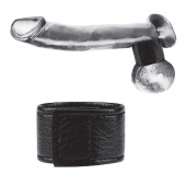 Чёрная утяжка на мошонку 1  Velcro Ball Stretcher - BlueLine - купить с доставкой в Нижнекамске