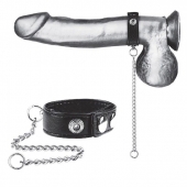 Утяжка на пенис с поводком Snap Cock Ring With 12  Leash - BlueLine - купить с доставкой в Нижнекамске