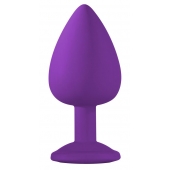 Большая фиолетовая анальная пробка Emotions Cutie Large с голубым кристаллом - 10 см. - Lola Games - купить с доставкой в Нижнекамске