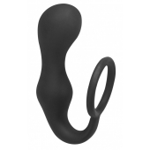 Чёрное эрекционное кольцо с анальной пробкой Double Pleasure Anal Plug - Lola Games - в Нижнекамске купить с доставкой