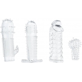 Набор из 4 насадок на член Pleasured Penis Enhancement Sleeve 4 Pack - XR Brands - в Нижнекамске купить с доставкой