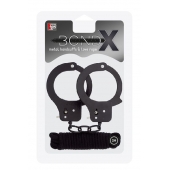 Чёрные наручники из листового металла в комплекте с веревкой BONDX METAL CUFFS LOVE ROPE SET - Dream Toys - купить с доставкой в Нижнекамске