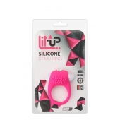 Розовое эрекционное кольцо с щеточкой LIT-UP SILICONE STIMU RING 5 - Dream Toys - в Нижнекамске купить с доставкой