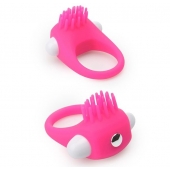 Розовое эрекционное кольцо с щеточкой LIT-UP SILICONE STIMU RING 5 - Dream Toys - в Нижнекамске купить с доставкой