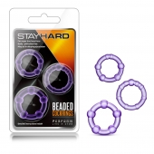 Набор из 3 фиолетовых эрекционных колец Stay Hard Beaded Cockrings - Blush Novelties - в Нижнекамске купить с доставкой