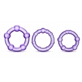 Набор из 3 фиолетовых эрекционных колец Stay Hard Beaded Cockrings - Blush Novelties - в Нижнекамске купить с доставкой