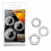 Набор из 3 прозрачных эрекционных колец Stay Hard Beaded Cockrings - Blush Novelties - в Нижнекамске купить с доставкой