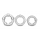 Набор из 3 прозрачных эрекционных колец Stay Hard Beaded Cockrings - Blush Novelties - в Нижнекамске купить с доставкой