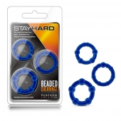 Набор из 3 синих эрекционных колец Stay Hard Beaded Cockrings - Blush Novelties - в Нижнекамске купить с доставкой