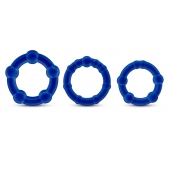 Набор из 3 синих эрекционных колец Stay Hard Beaded Cockrings - Blush Novelties - в Нижнекамске купить с доставкой