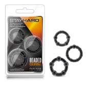 Набор из 3 чёрных эрекционных колец Stay Hard Beaded Cockrings - Blush Novelties - в Нижнекамске купить с доставкой