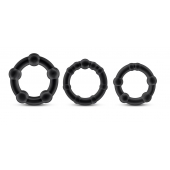 Набор из 3 чёрных эрекционных колец Stay Hard Beaded Cockrings - Blush Novelties - в Нижнекамске купить с доставкой
