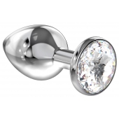 Большая серебристая анальная пробка Diamond Clear Sparkle Large с прозрачным кристаллом - 8 см. - Lola Games - купить с доставкой в Нижнекамске