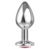 Большая серебристая анальная пробка Diamond Red Sparkle Large с красным кристаллом - 8 см. - Lola Games - купить с доставкой в Нижнекамске