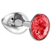 Малая серебристая анальная пробка Diamond Red Sparkle Small с красным кристаллом - 7 см. - Lola Games - купить с доставкой в Нижнекамске