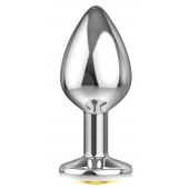 Малая серебристая анальная пробка Diamond Yellow Sparkle Small с жёлтым кристаллом - 7 см. - Lola Games - купить с доставкой в Нижнекамске