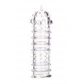 Прозрачная насадка на пенис TOYFA A-Toys с ребрами и точками - 15,3 см. - A-toys - в Нижнекамске купить с доставкой