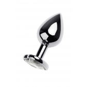 Серебристая анальная пробка с прозрачным кристаллом-сердцем - 8 см. - ToyFa - купить с доставкой в Нижнекамске