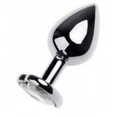 Серебристая анальная пробка с прозрачным кристаллом-сердцем - 8 см. - ToyFa - купить с доставкой в Нижнекамске