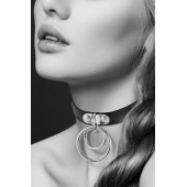 Черный чокер с двумя кольцами - Bijoux Pour Toi - купить с доставкой в Нижнекамске