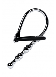 Серебристый уретральный плаг-бусины TOYFA Metal с мягким фиксириющим кольцом - ToyFa - купить с доставкой в Нижнекамске