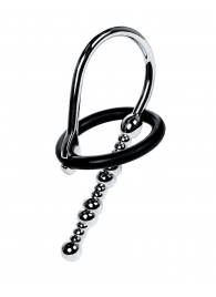 Серебристый уретральный плаг-бусины TOYFA Metal с мягким фиксириющим кольцом - ToyFa - купить с доставкой в Нижнекамске