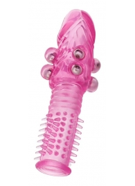 Стимулирующая розовая насадка с шишечками и шипами - 13,5 см. - Toyfa Basic - в Нижнекамске купить с доставкой