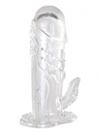 Прозрачная гелевая насадка с клиторальным отростком - 13 см. - Toyfa Basic - в Нижнекамске купить с доставкой