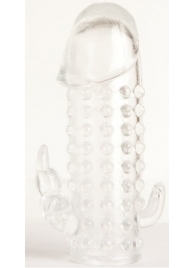 Гелевая прозрачная насадка с 2 отростками - 13 см. - Toyfa Basic - в Нижнекамске купить с доставкой