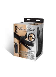 Полый страпон с двумя отростками и вибрацией Unisex Vibrating Hollow Strap-On Double Penetrating Dildo - 17,8 см. - Lux Fetish - купить с доставкой в Нижнекамске