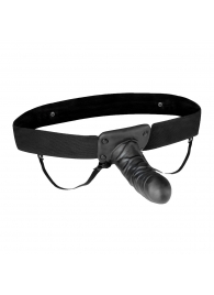 Чёрный полый страпон с вибрацией Unisex Vibrating Hollow Strap-On - 14 см. - Lux Fetish - купить с доставкой в Нижнекамске