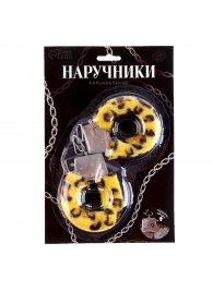 Металлические наручники с леопардовой плюшевой отделкой - Сима-Ленд - купить с доставкой в Нижнекамске