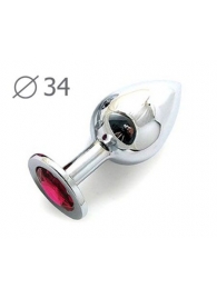 Коническая серебристая анальная втулка с малиновым кристаллом - 8,2 см. - Anal Jewelry Plug - купить с доставкой в Нижнекамске