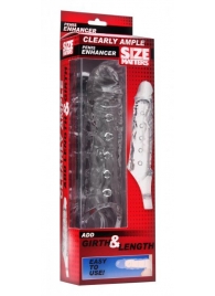 Прозразная закрытая насадка на пенис с поддержкой мошонки Clearly Ample Penis Enhancer - 22 см. - XR Brands - в Нижнекамске купить с доставкой