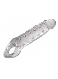 Прозразная закрытая насадка на пенис с поддержкой мошонки Clearly Ample Penis Enhancer - 22 см. - XR Brands - в Нижнекамске купить с доставкой