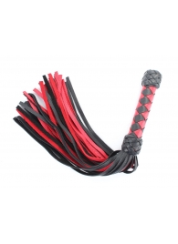 Черно-красная клеть с плетеной ручкой с ромбовидным узором - 45 см. - БДСМ Арсенал - купить с доставкой в Нижнекамске