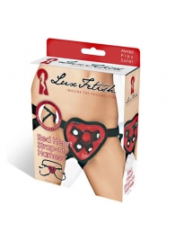 Трусики с красным сердечком для страпона - Lux Fetish - купить с доставкой в Нижнекамске