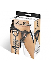 Черные трусики для страпона из патентованной кожи - Lux Fetish - купить с доставкой в Нижнекамске
